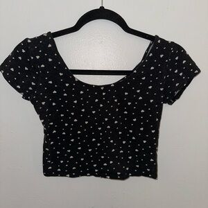 dELiA*s Black and White Fitted Crop Blouse